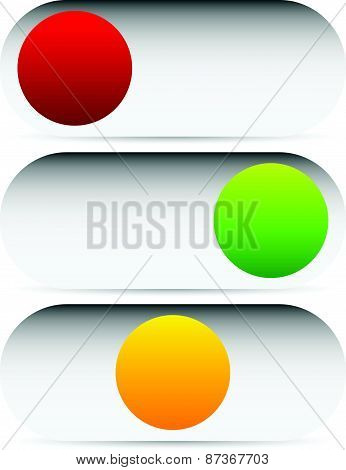 Power Buttons, Switches With 3 States. Simple Ui, Interface Elements.