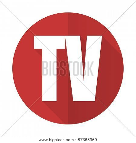 tv red flat icon television sign