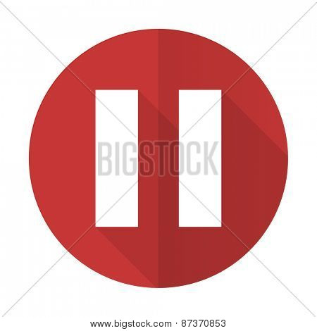 pause red flat icon 