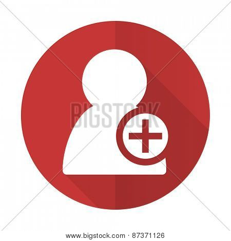 add contact red flat icon 