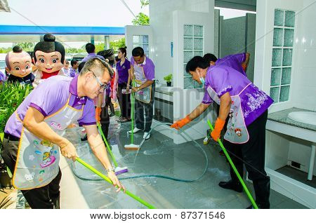 Cleaning Pubic Toilet
