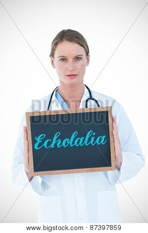 The word echolalia against doctor showing chalkboard