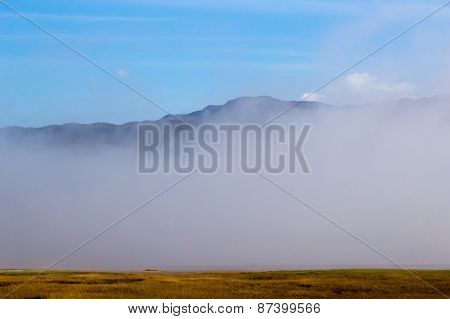 low cloud on field