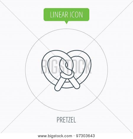 Pretzel icon. Bakery food sign.