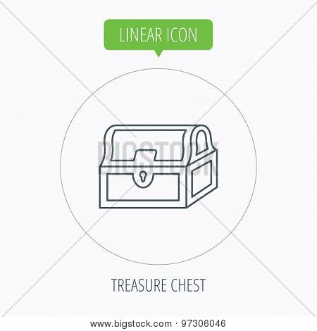 Treasure chest icon. Piratic treasury sign.