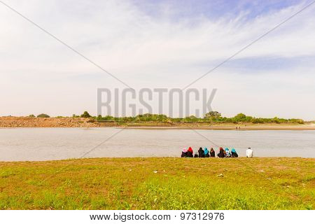 Sudanese At The Bank Of The River Nile In Khartoum