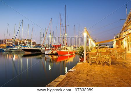 Yachts in Mikrolimano marina.