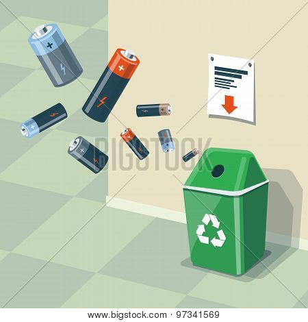 Used Batteries Recycling Bin Trash
