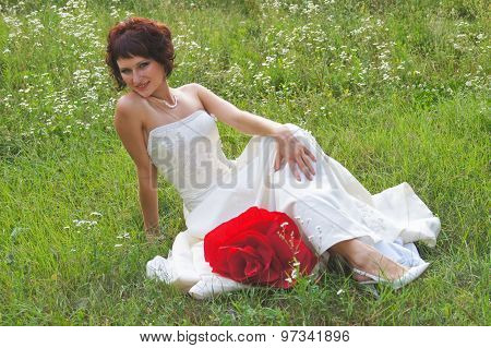 Young beautiful girl in a wedding dress