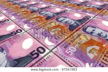 New Zealand dollar bills stacks background.