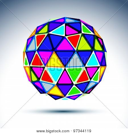 Vector three-dimensional modern abstract object, 3d ball. Psychedelic globe