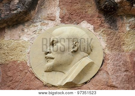Lenin sign in a public park in Kislovodsk, South Western Russia.