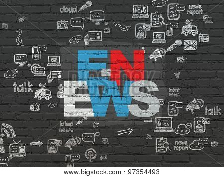 News concept: E-news on wall background