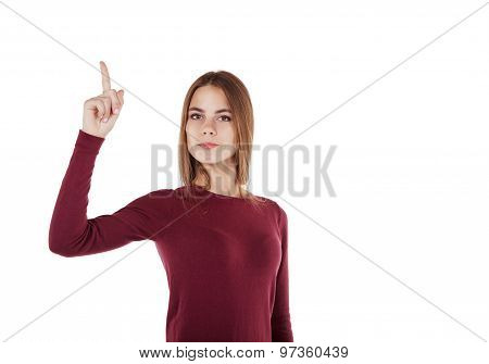 Girl Points Finger Up