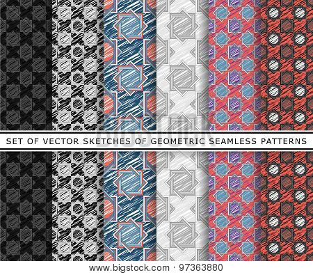 Six Vector Sketches Of Geometric Pattern