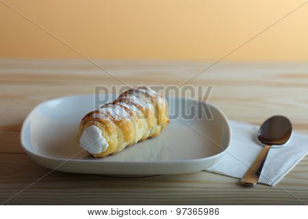 Sweet Tube Filled Egg White, Czech Confection Called Kremrole.