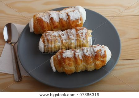 Sweet Tubes Filled Egg White, Czech Confection Called Kremrole.