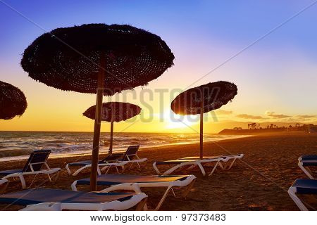 Almeria Cabo de Gata sunset in Retamar beach at Spain