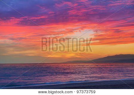 Almeria Cabo de Gata sunset in Mediterranean sea of Spain