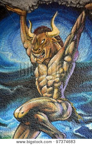 Street art Montreal Minotaur
