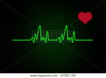 Cardiac Frequency With Heart Shape.
