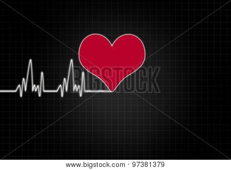 Cardiac Frequency In White Colour With Heart Shape.