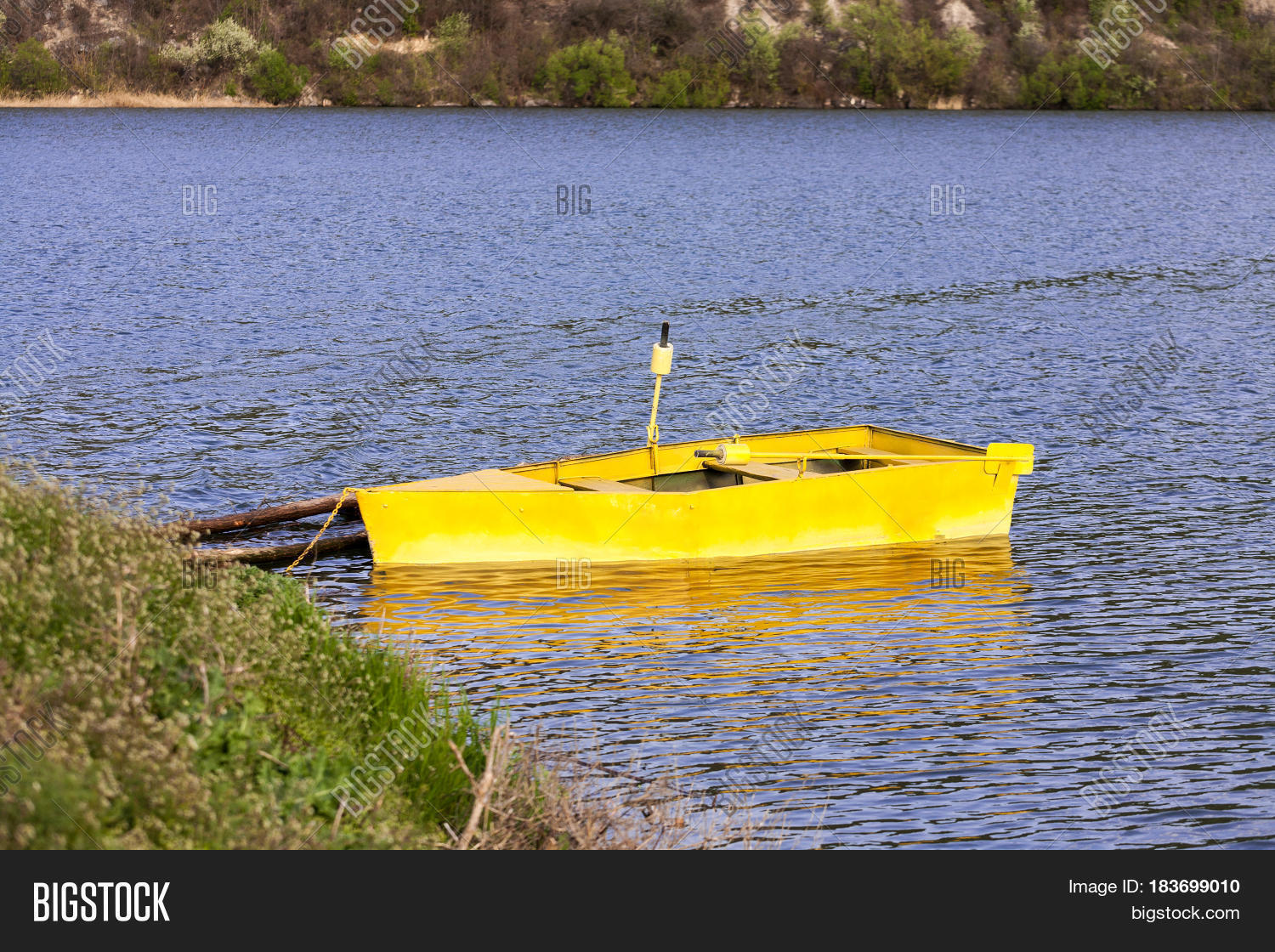 Boat Anchored Bank Image & Photo (Free Trial) Bigstock