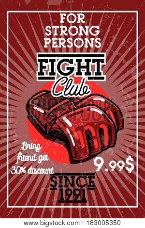 Color vintage fight club banner. Vector illustration, EPS 10
