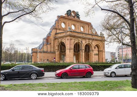BERLIN GERMANY - APRIL 6: Part of railway station Anhalter Bahnhof in Berlin on April 6 2017 in Berlin