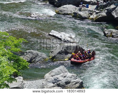 TAMAKAWA TOKYO JAPAN, 2016 May 5. People are rafting along the famous river of tokyo japan