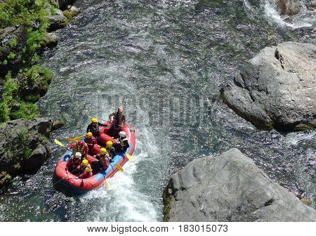 TAMAKAWA TOKYO JAPAN. 2016 May 5. People are rafting along the famous river of tokyo japan