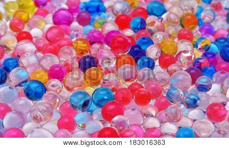 transparent colored jelly balls texture close up