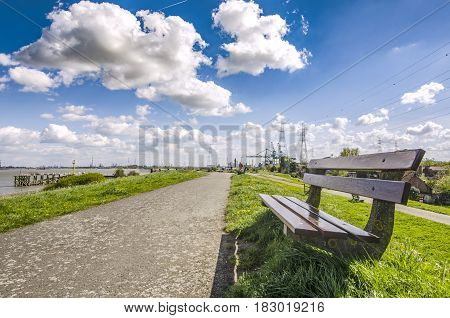 A place to rest on the shore of Shelda in the small town of Doel, Belgium