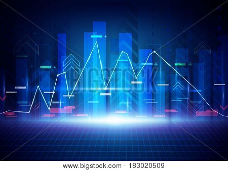 Blue abstract technology background. Stock Market background. Business concept design