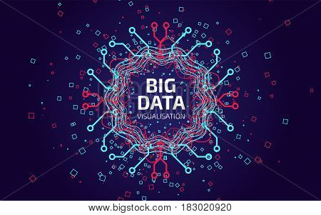Big Data Visualization. Fractal Element With Lines And Dots Array. Big Data Connection Complex. Data