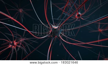 Irritated Nerve Cells In The Body 3D Illustration