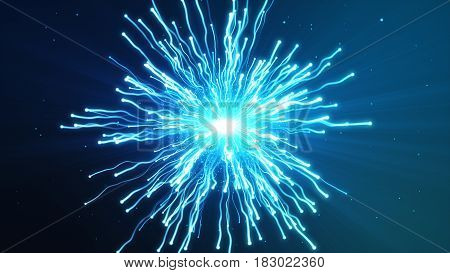 A Large Explosion Of Particles Under A Microscope