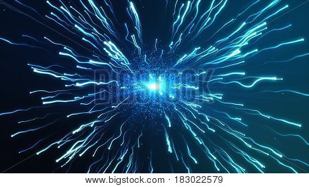 A Large Explosion Of Particles Under A Microscope