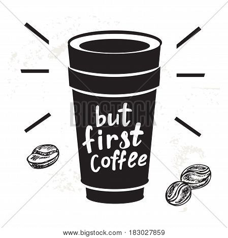 coffee icon with lettering but first coffee