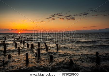 Colorful Sky And Water In Lake Paliastomi In Morning , Poti, Georgia