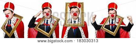 Funny businessman with clown nose