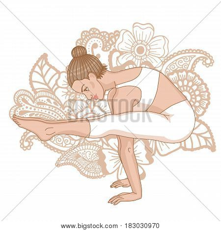 Women silhouette. Firefly yoga pose. Tittibhasana Vector illustration