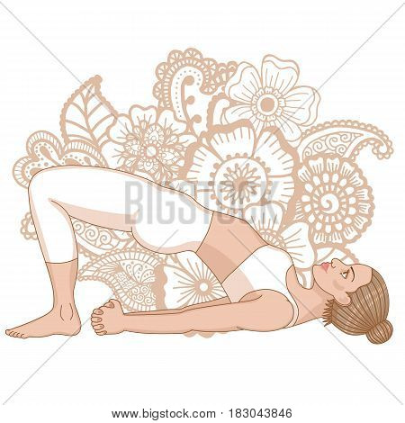 Women silhouette. Bridge Yoga Pose. Setu Bandha Sarvangasana Vector illustration