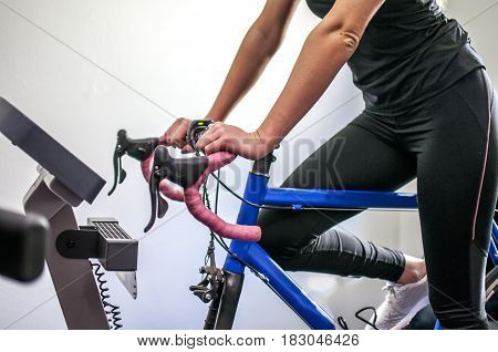 bike exercising with a cyclette for rehabilitation and muscles training