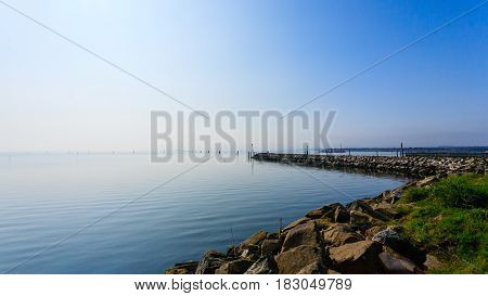 Breakwater On Adriatic Sea. Goro Port View.