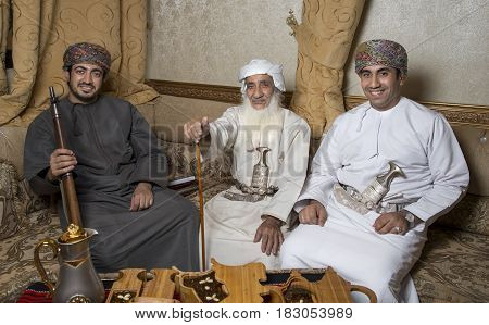 Nizwa Oman 26th May 2016: local men resting