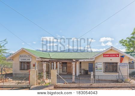 ZOAR SOUTH AFRICA - MARCH 25 2017: The postal agency and municipal offices in Zoar a village in the Western Cape Province