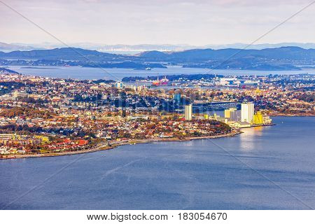 View from the top Dalsnuten in Stavanger Norway.