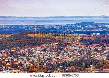 View from the top Dalsnuten in Stavanger Norway.