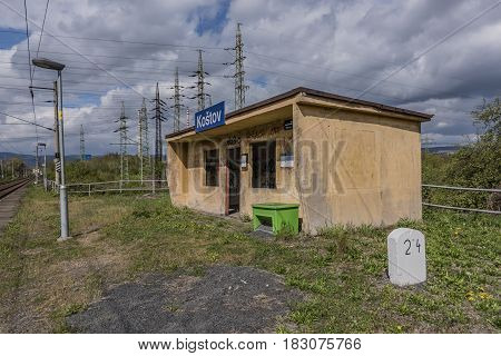 Kostov station in spring nice sunny spring day
